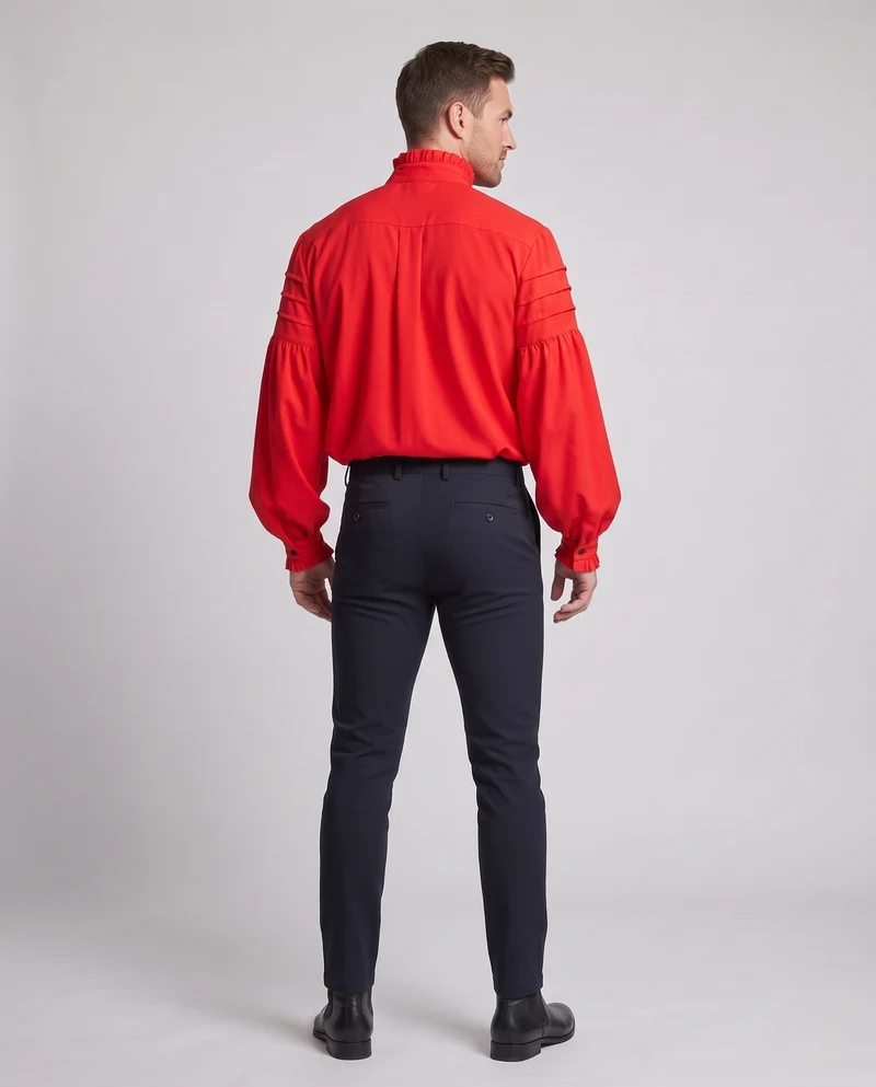 Herren Elegantes Langarmshirt mit Rüschendetails Drune
