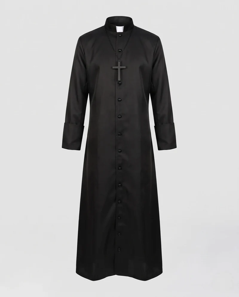 Herren Satin Kostüm mit Kreuz Anhänger Drune