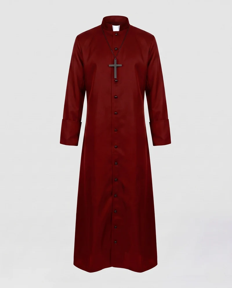 Herren Satin Kostüm mit Kreuz Anhänger Drune