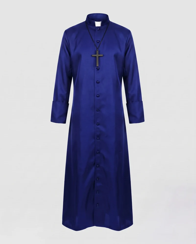 Herren Satin Kostüm mit Kreuz Anhänger Drune