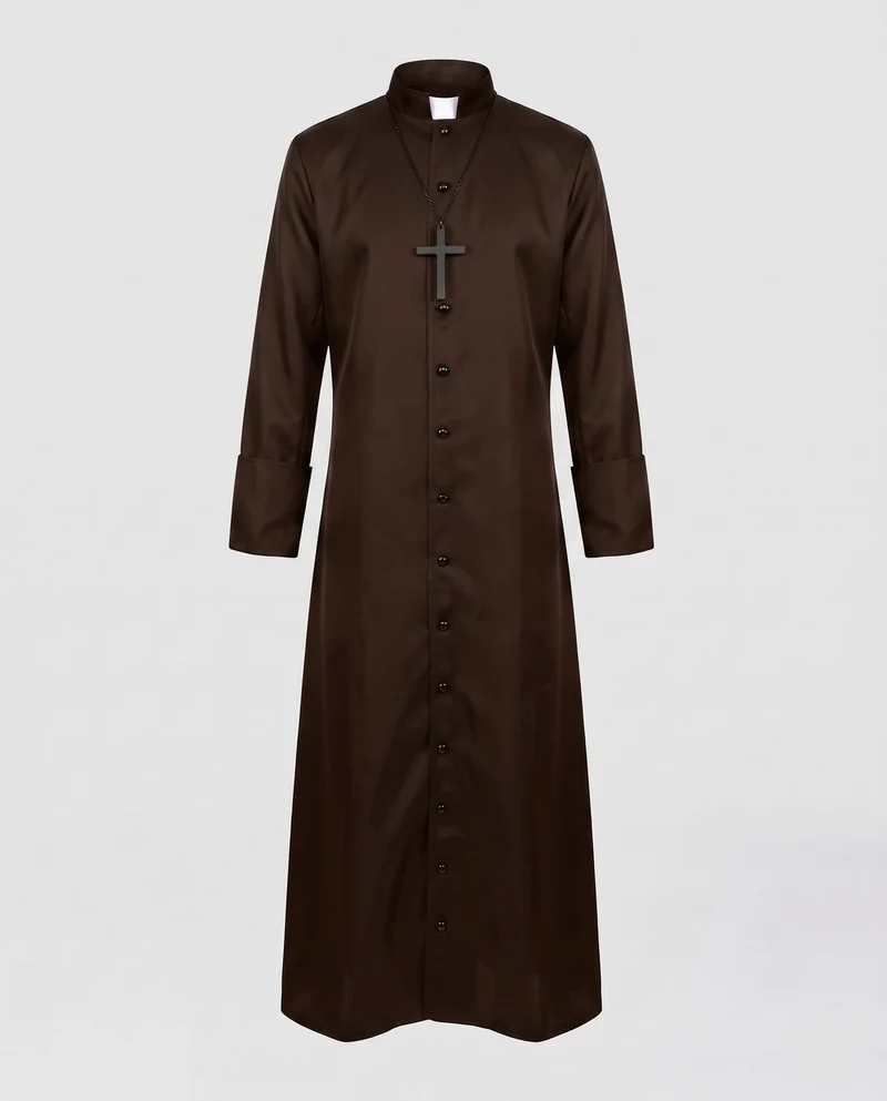 Herren Satin Kostüm mit Kreuz Anhänger Drune