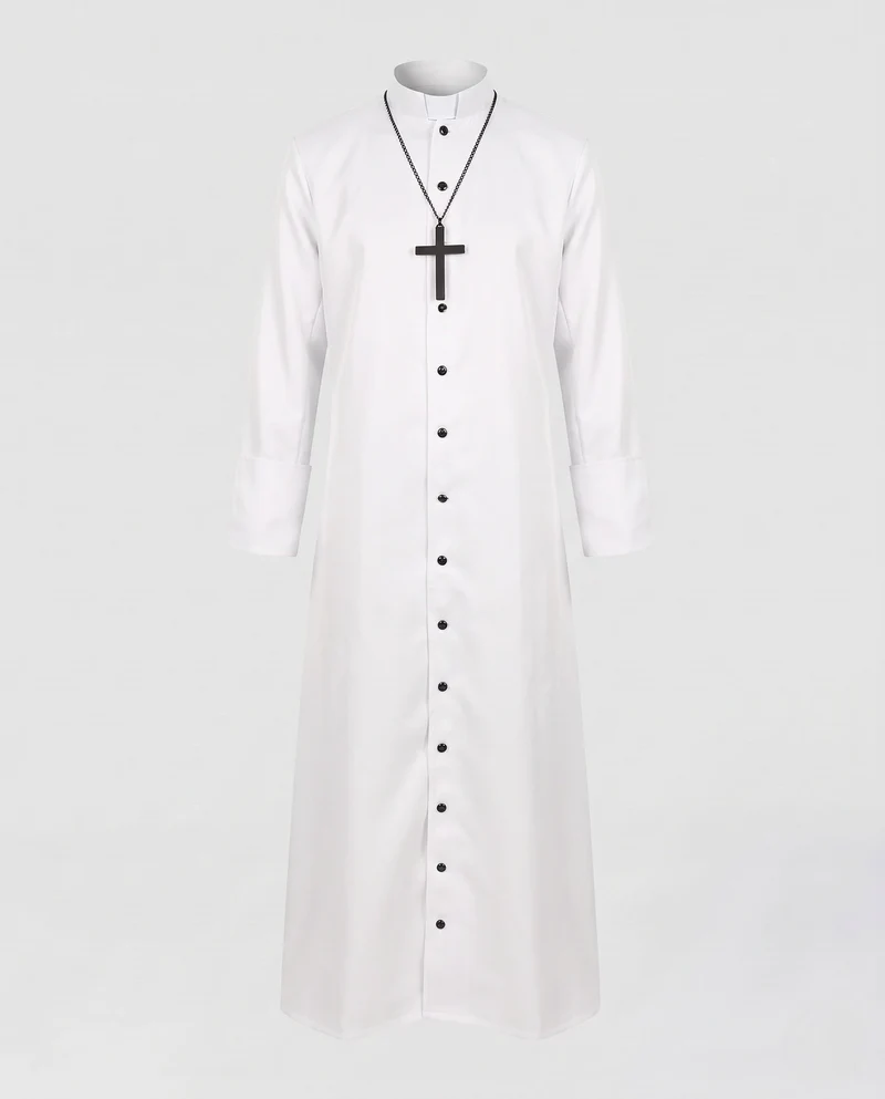 Herren Satin Kostüm mit Kreuz Anhänger Drune