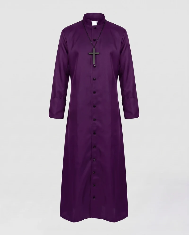 Herren Satin Kostüm mit Kreuz Anhänger Drune