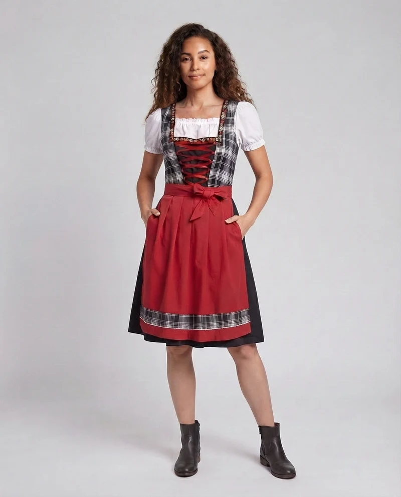 Damen Dirndl Kleid Drune
