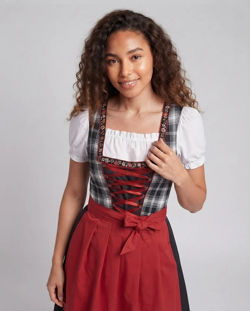 Damen Dirndl Kleid Drune