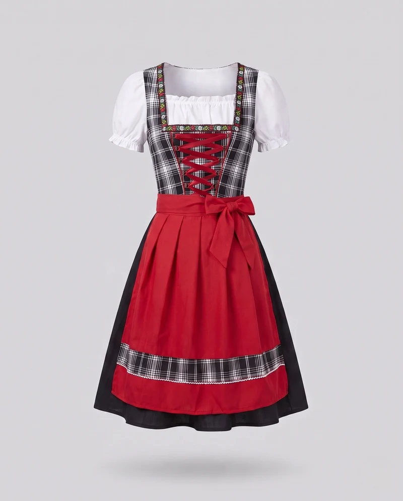 Damen Dirndl Kleid Drune