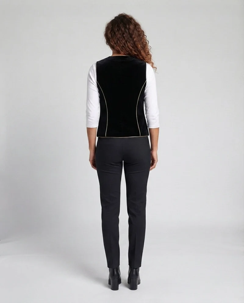 Damen Elegantes Samt-Weste mit Knopfdetails Drune