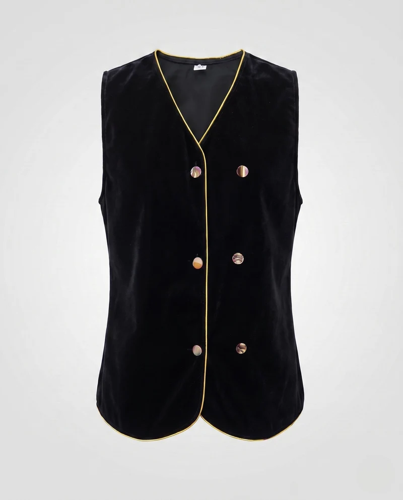 Damen Elegantes Samt-Weste mit Knopfdetails Drune