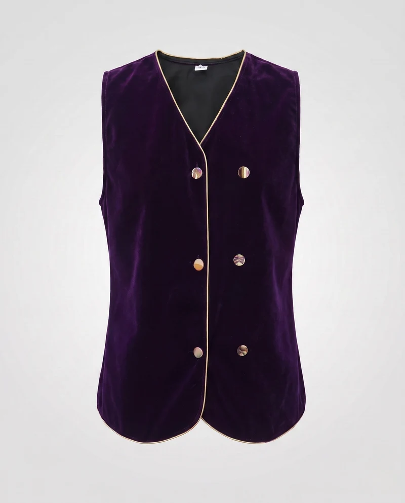 Damen Elegantes Samt-Weste mit Knopfdetails Drune