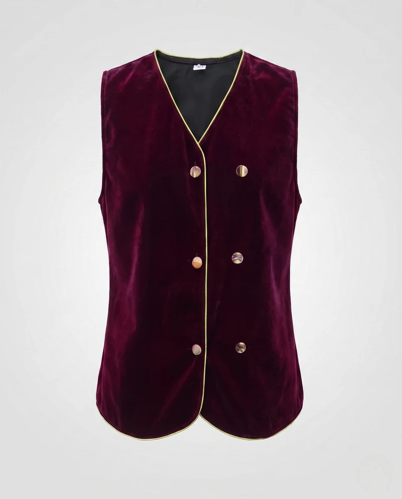 Damen Elegantes Samt-Weste mit Knopfdetails Drune