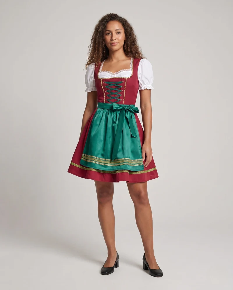 Festliches traditionelles Damenkleid mit floralen Akzenten Drune