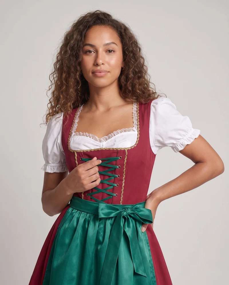 Festliches traditionelles Damenkleid mit floralen Akzenten Drune