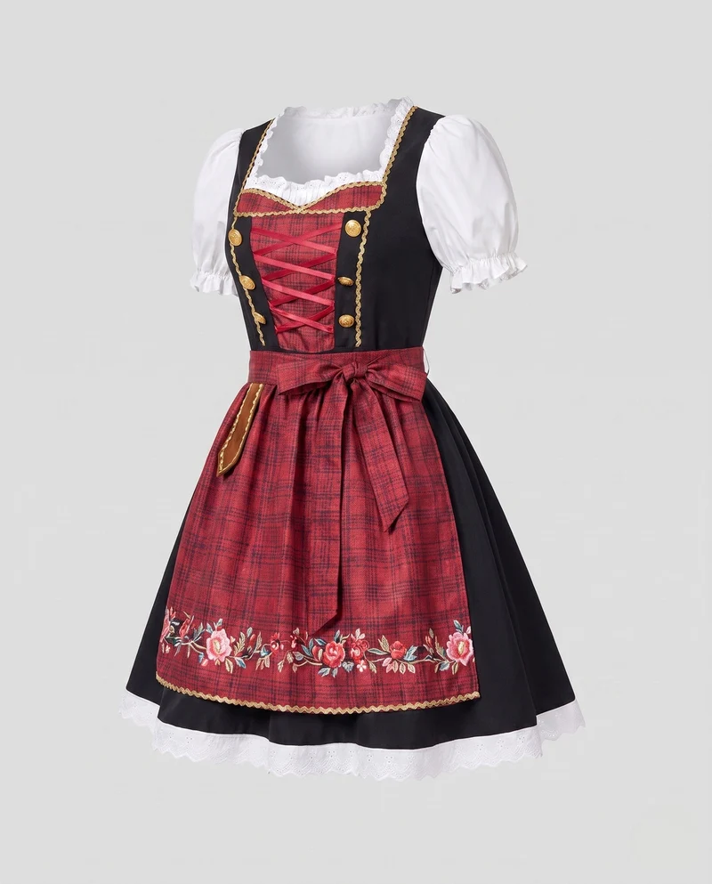 Festliches traditionelles Damenkleid mit floralen Akzenten Drune