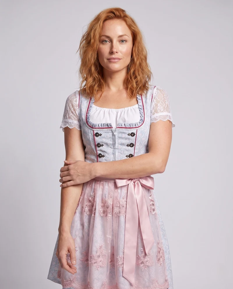 Frauen Spitze Dirndl Kleid Drune