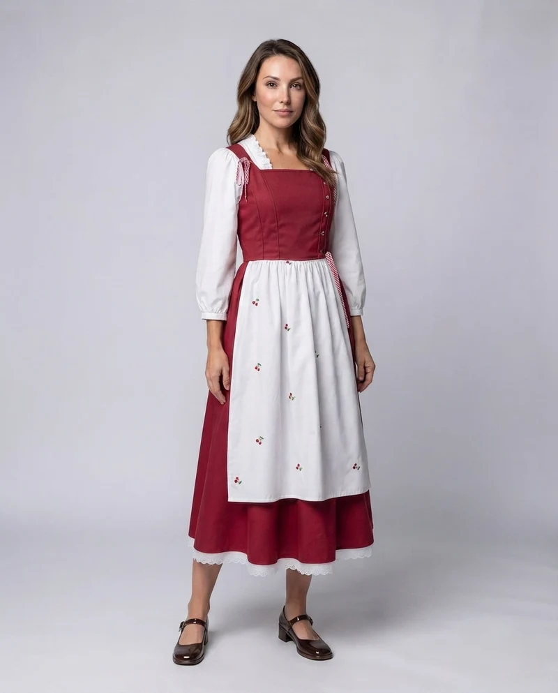 Traditionelles Dirndl-Kleid für Damen mit detailverliebt gestaltetem Leinenoberteil Drune