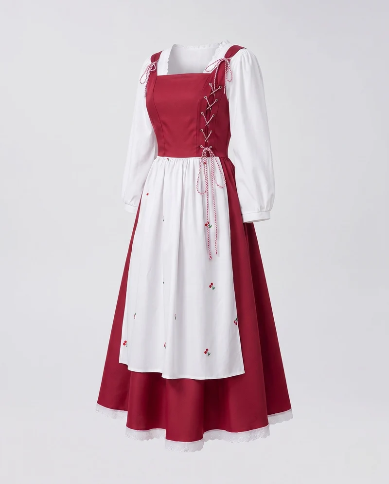 Traditionelles Dirndl-Kleid für Damen mit detailverliebt gestaltetem Leinenoberteil Drune