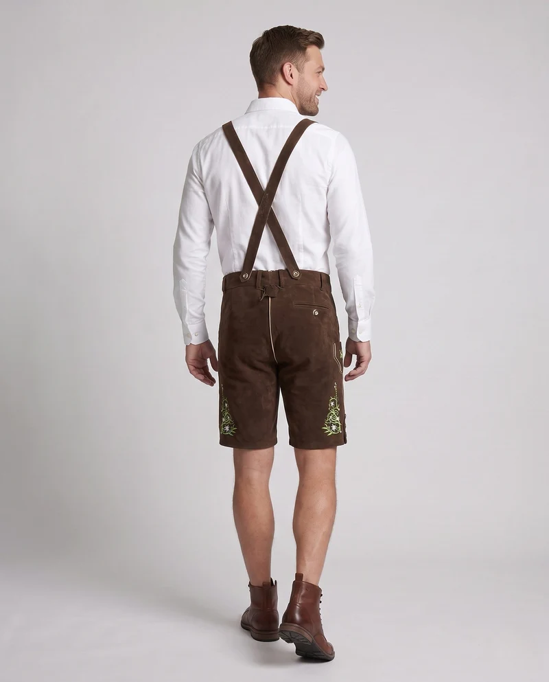 Herren elegante traditionelle Lederhosen mit aufwendiger Stickerei Drune