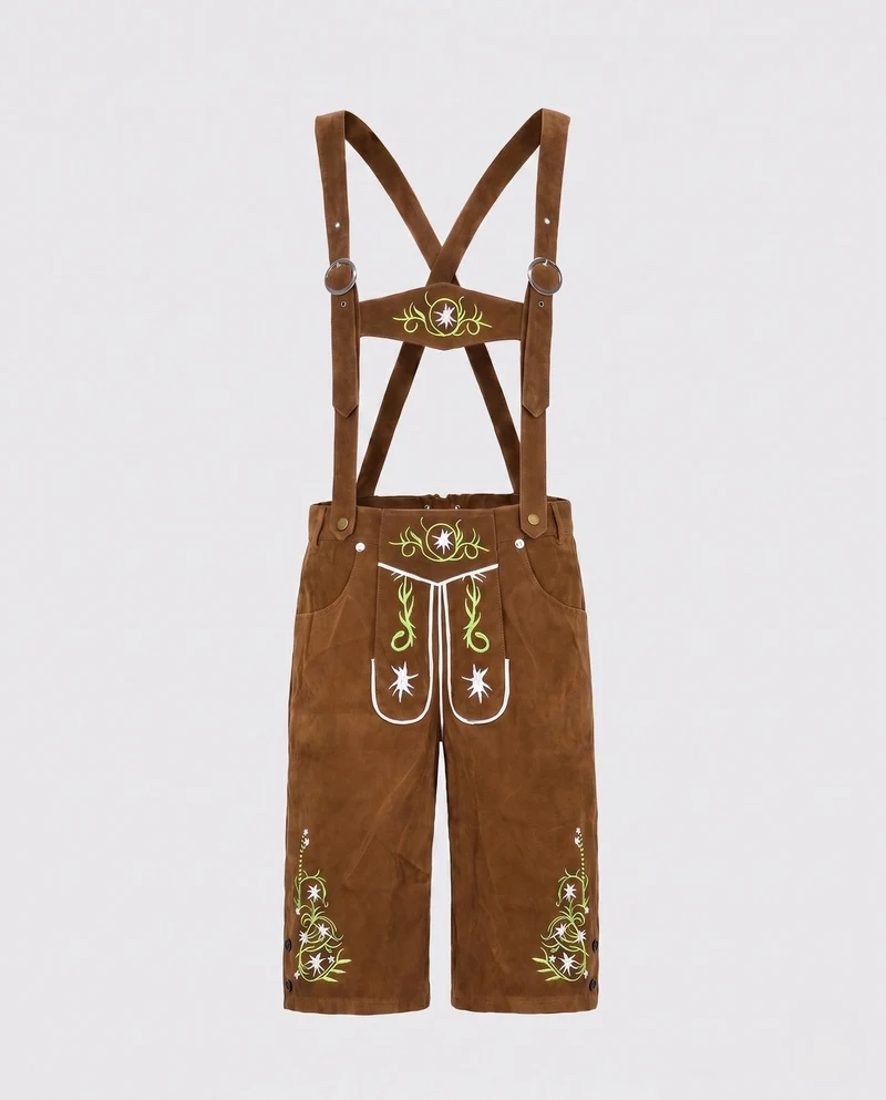Herren elegante traditionelle Lederhosen mit aufwendiger Stickerei Drune