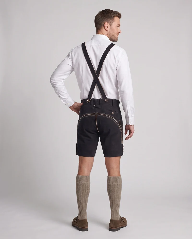 Herren stilvolle traditionelle Lederhosen mit aufwendiger Stickerei Drune