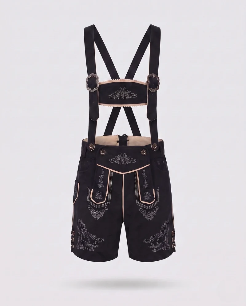Herren stilvolle traditionelle Lederhosen mit aufwendiger Stickerei Drune