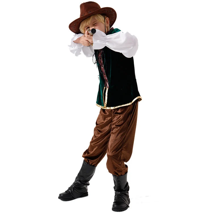 Jungen Wildwest Kostüm mit Hut und Pistole Drune
