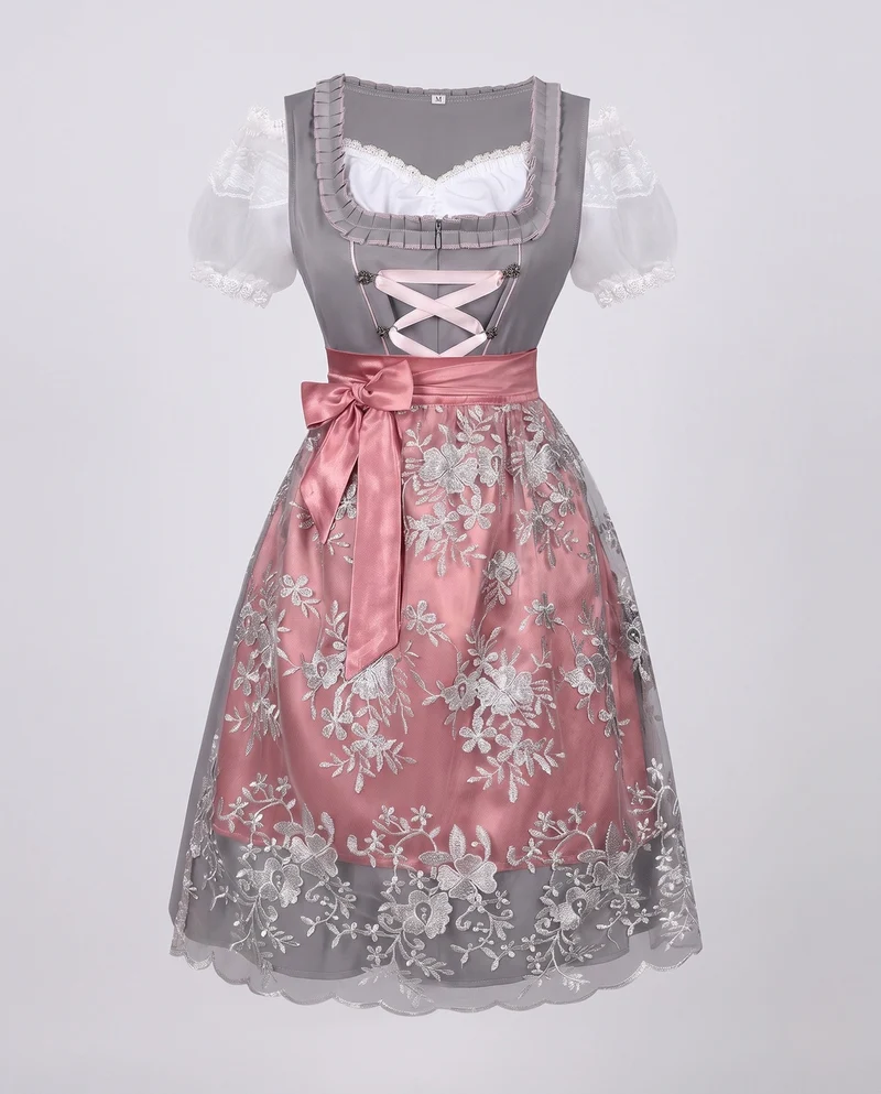 Damen Bayerisches Dirndl mit aufwendiger Stickerei und Schürze Drune
