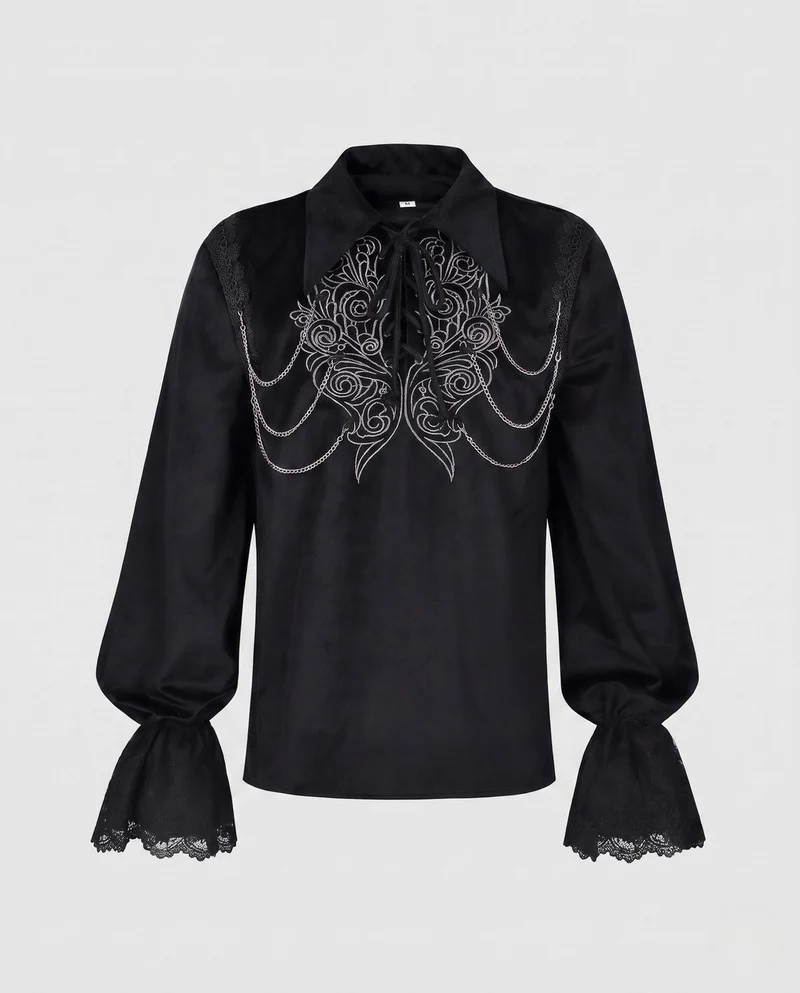 Damenbluse mit eleganter Spitzenkante und aufwendiger Stickerei Drune