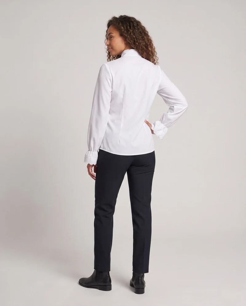 Damenbluse mit Rüschendetails und elegantem Stehkragen Drune