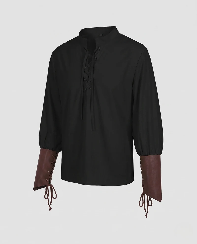 Damenbluse mit Schnürung und Puffärmeln Drune