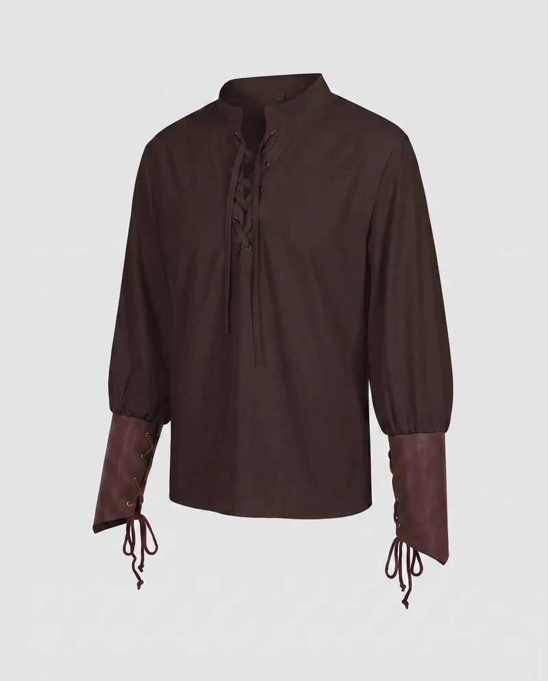 Damenbluse mit Schnürung und Puffärmeln Drune