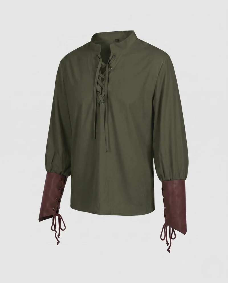 Damenbluse mit Schnürung und Puffärmeln Drune
