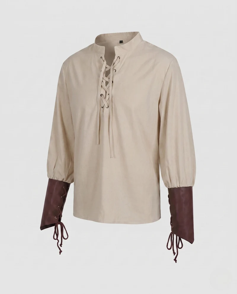 Damenbluse mit Schnürung und Puffärmeln Drune