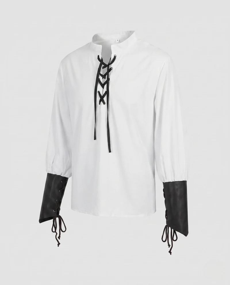 Damenbluse mit Schnürung und Puffärmeln Drune