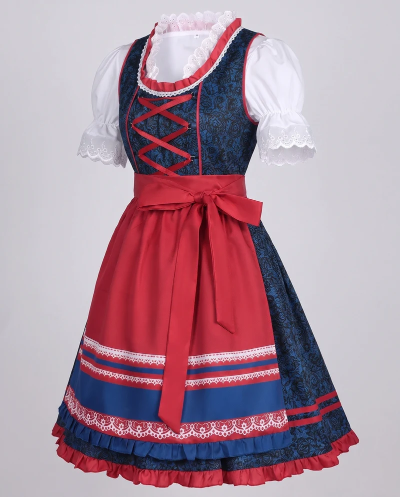 Damen Dirndl Kleid mit aufwendiger Spitze und elegantem Taillengürtel Drune