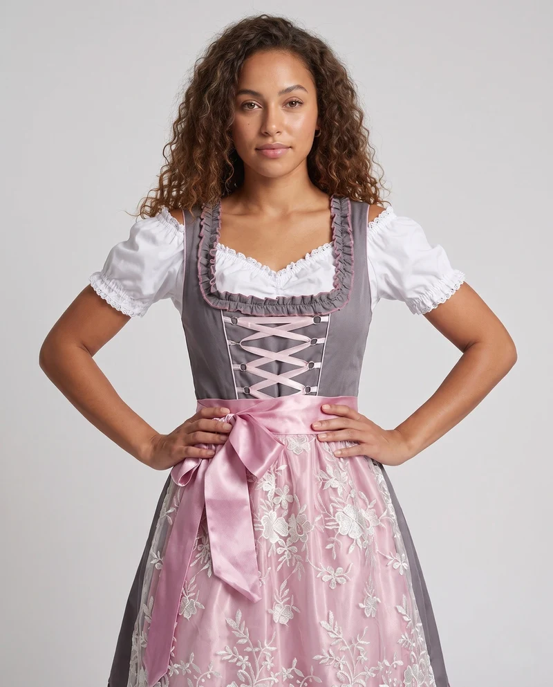Dirndlkleid für Damen mit aufwendiger Spitze und dekorativem Taillengürtel Drune