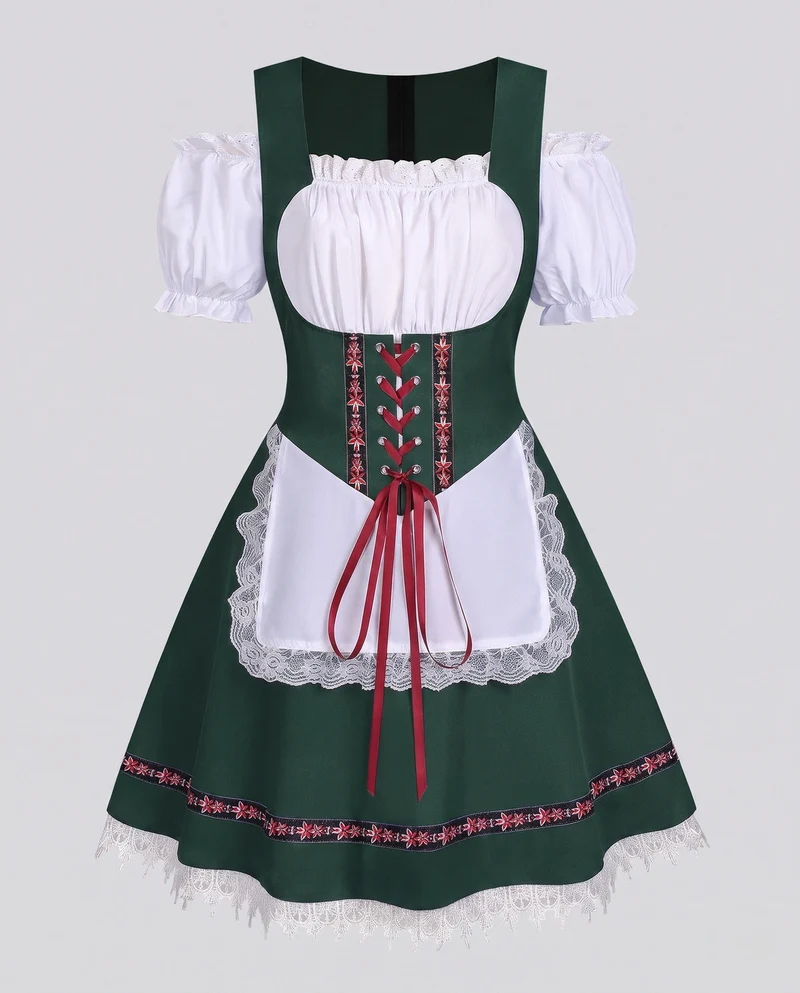 Dirndlkleid für Damen mit aufwendiger Spitze und dekorativem Taillengürtel Drune