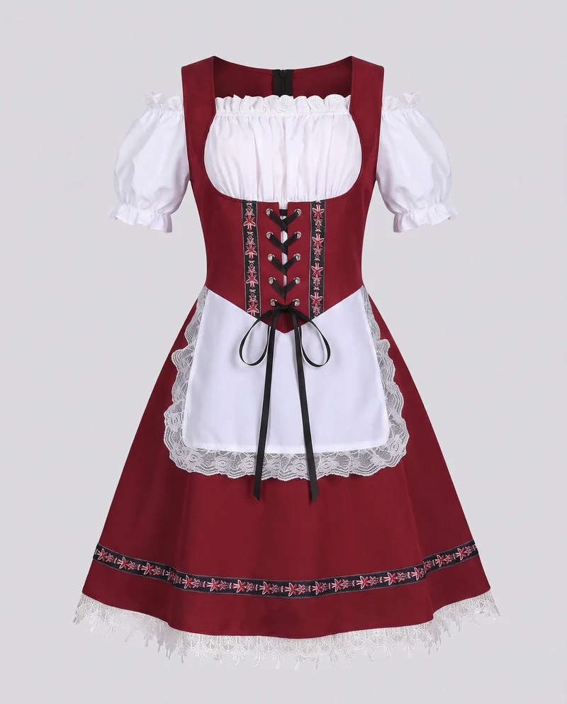 Dirndlkleid für Damen mit aufwendiger Spitze und dekorativem Taillengürtel Drune