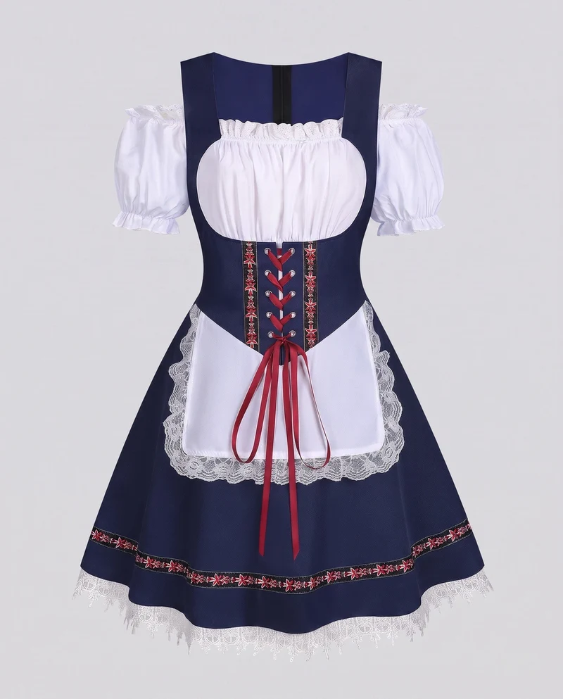Dirndlkleid für Damen mit aufwendiger Spitze und dekorativem Taillengürtel Drune