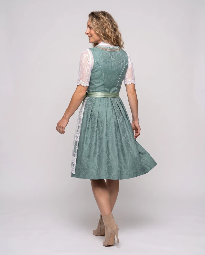 Damen Dirndl Kleid mit eleganter Stickerei und charmantem Taillengürtel Drune