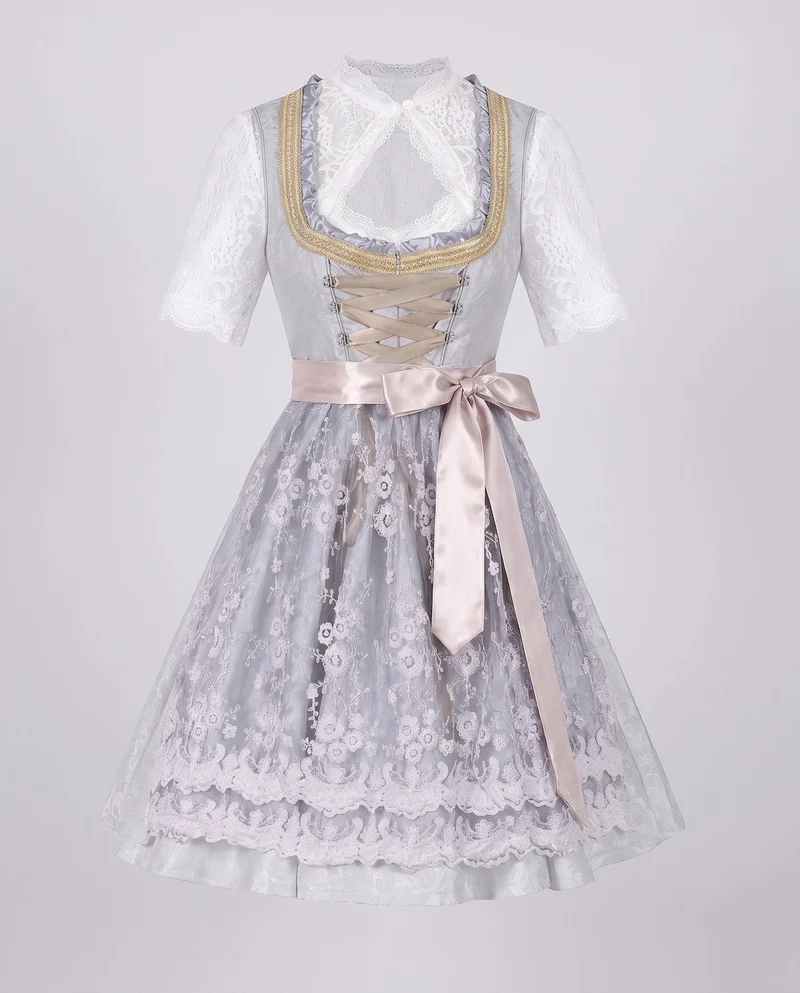 Damen Dirndl Kleid mit eleganter Stickerei und charmantem Taillengürtel Drune