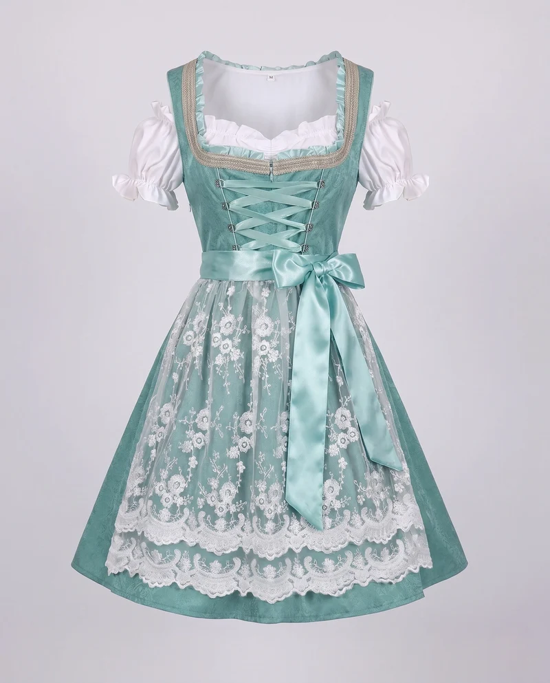 Damen Dirndl Kleid mit eleganter Stickerei und charmantem Taillengürtel Drune