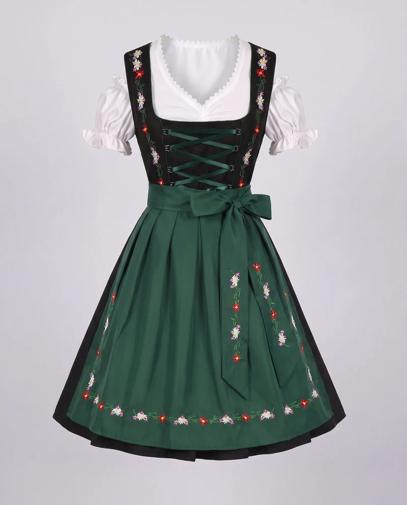 Damen Dirndl Kleid mit eleganter Stickerei und charmantem Taillengürtel Drune