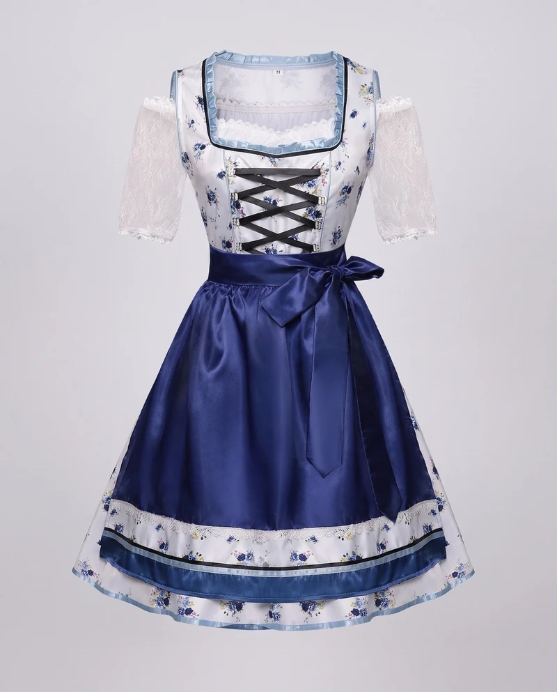Damen Dirndl Kleid mit eleganter Stickerei und charmantem Taillengürtel Drune