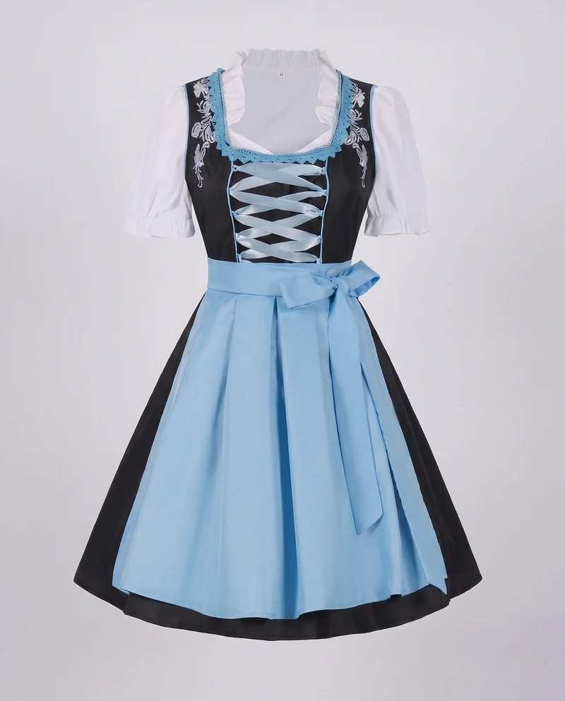 Damen Dirndl Kleid mit eleganter Stickerei und charmantem Taillengürtel Drune