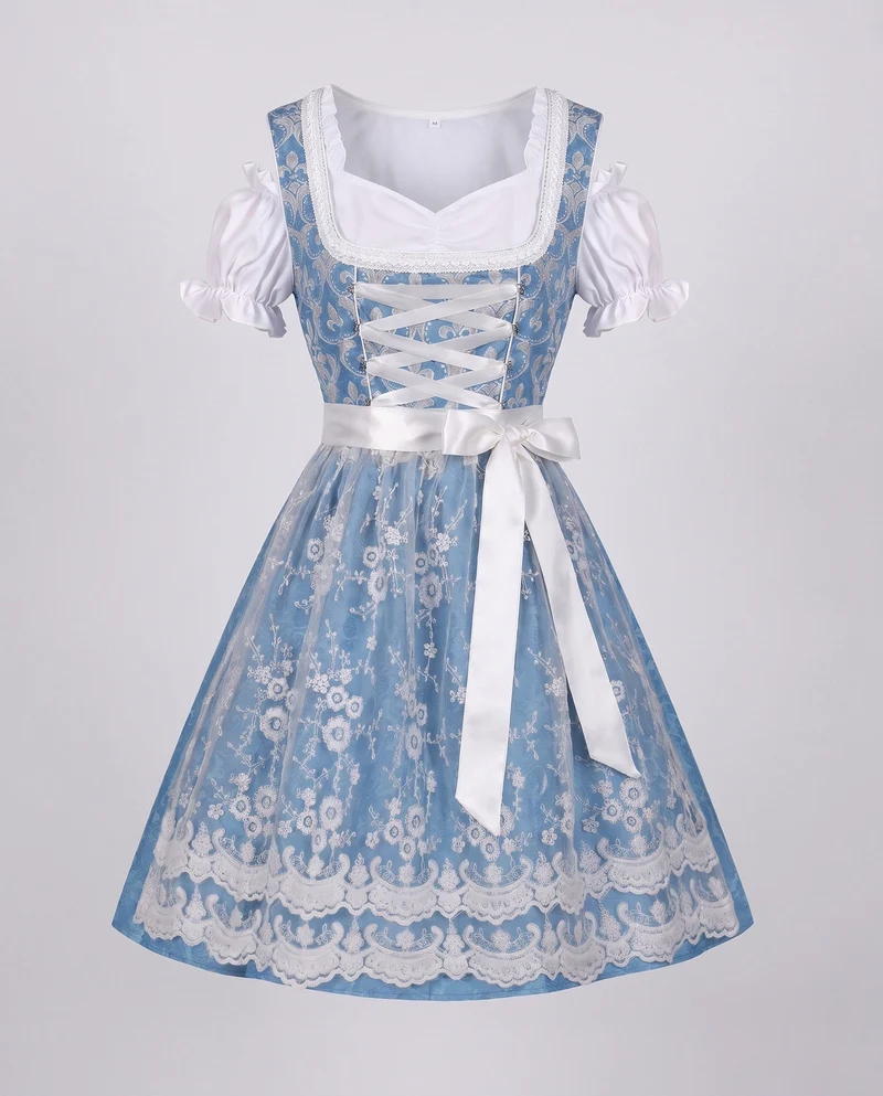 Damen Dirndl Kleid mit eleganter Stickerei und charmantem Taillengürtel Drune