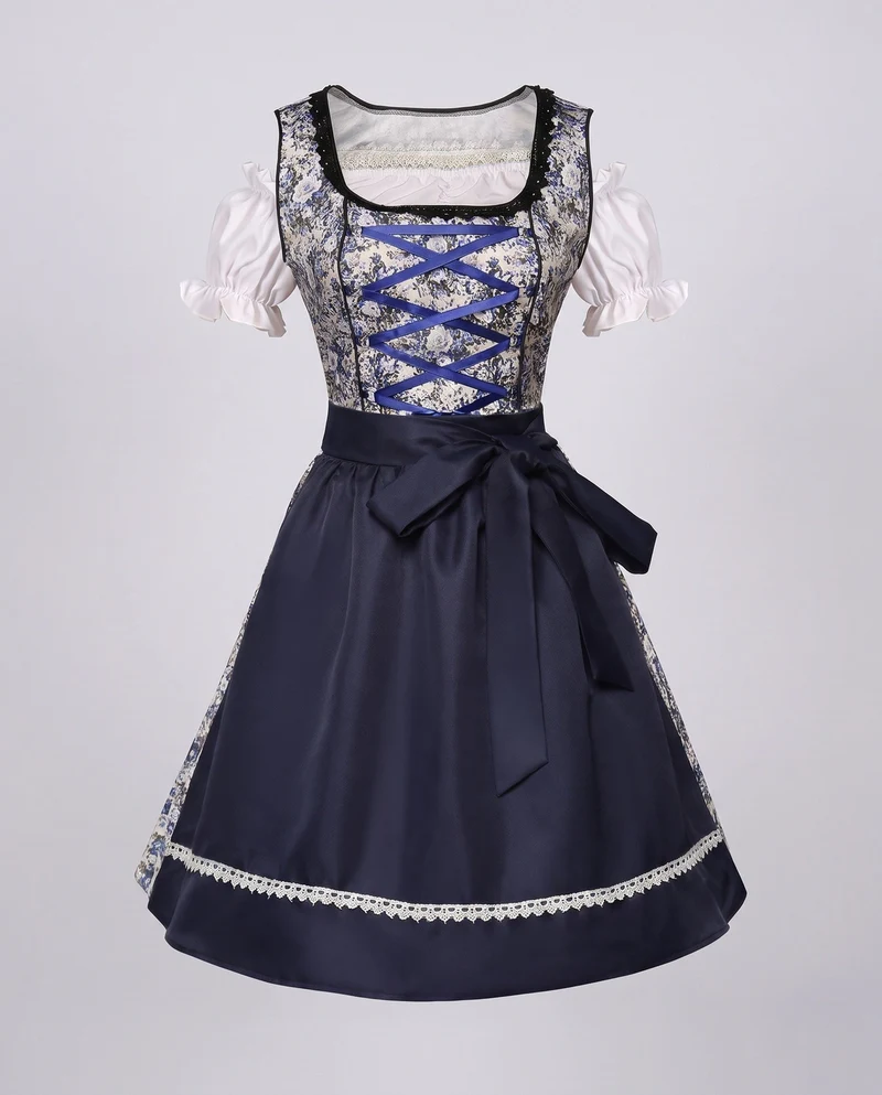Damen Dirndl Kleid mit eleganter Stickerei und charmantem Taillengürtel Drune