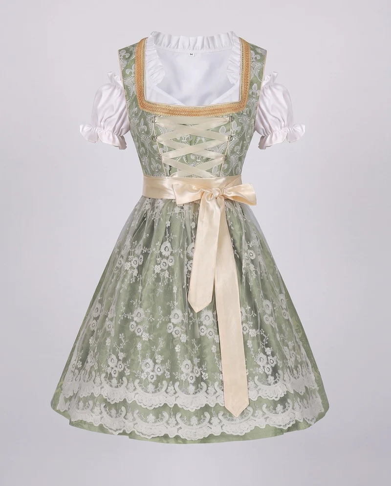 Damen Dirndl Kleid mit eleganter Stickerei und charmantem Taillengürtel Drune