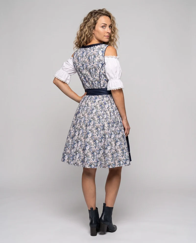 Damen Dirndlkleid mit floralem Design und raffiniertem Taillengürtel Drune