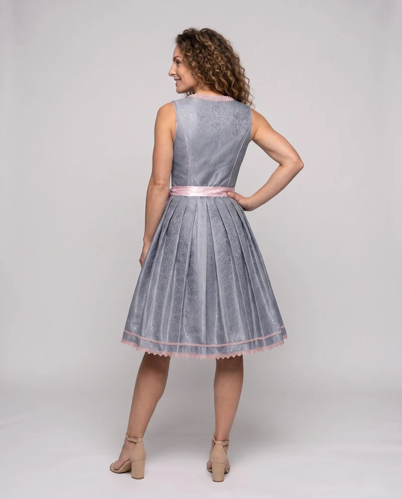 Dirndl Kleid für Damen mit floralen Applikationen und elegantem Taillengürtel Drune