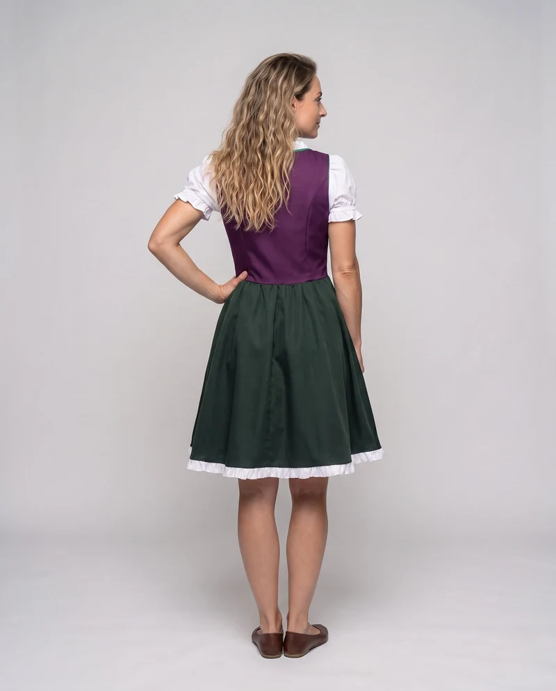 Damen Dirndl Kleid mit floralen Applikationen und Rüschendetails Drune